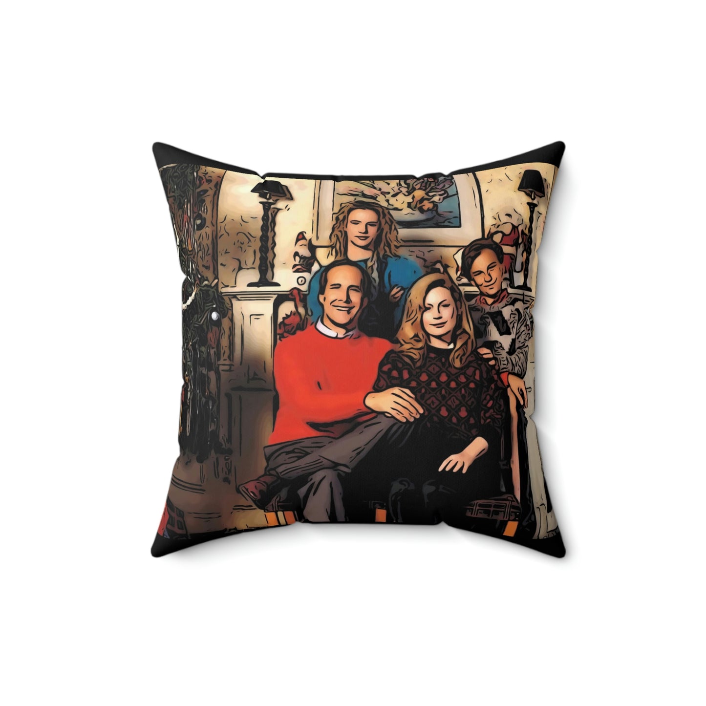 Spun Polyester Square Pillow Christmas Vacation ~ The Griswolds