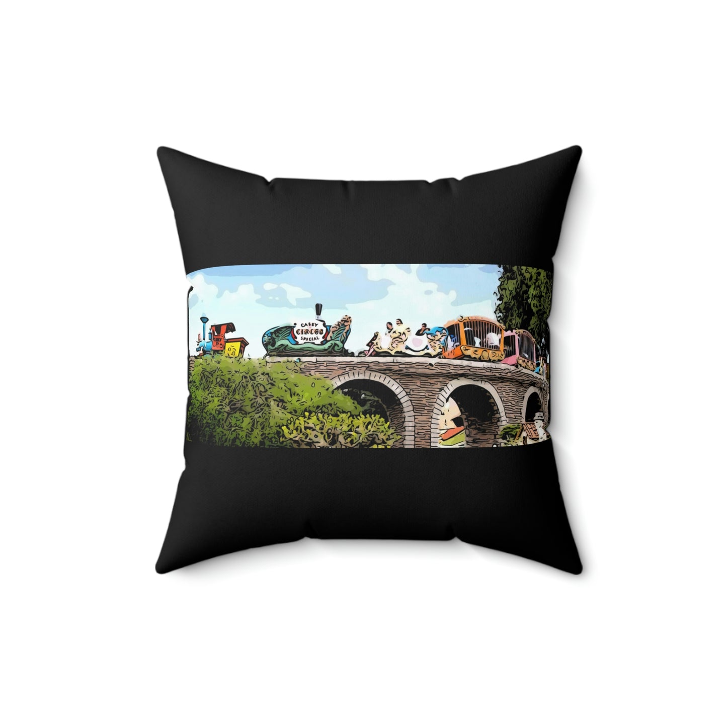 Spun Polyester Square Pillow Disneyland ~Casey Jr Circus Train ~