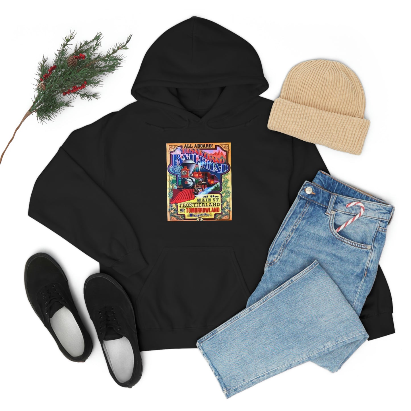 Unisex Heavy Blend Hooded Sweatshirt DISNEYLANDS RAILROAD VINTAGE Poster
