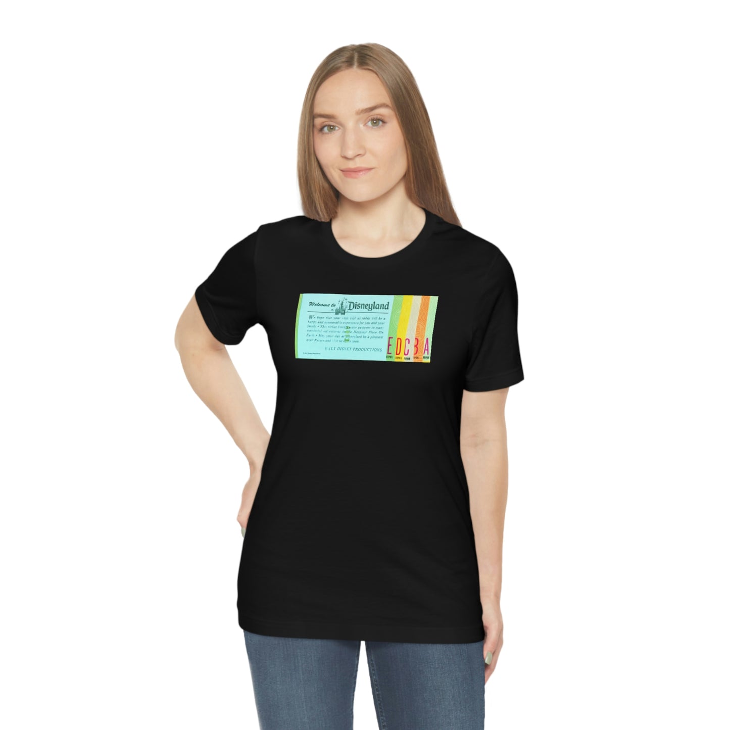 Unisex Jersey Short Sleeve Tee Disneyland vintage ticket stub - welcome