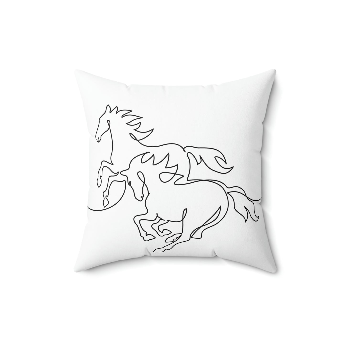 Spun Polyester Square Pillow Galloping horses. Continuous one line