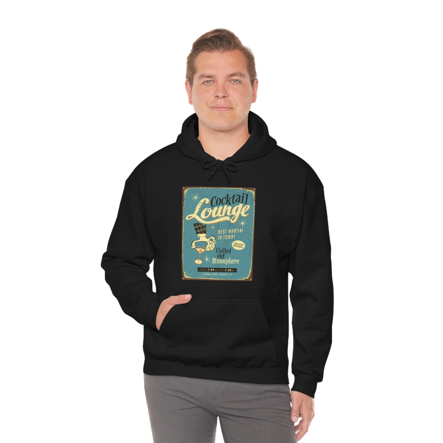 Unisex Heavy Blend™ Hooded Sweatshirt Vintage metal sign - Cocktail Lounge