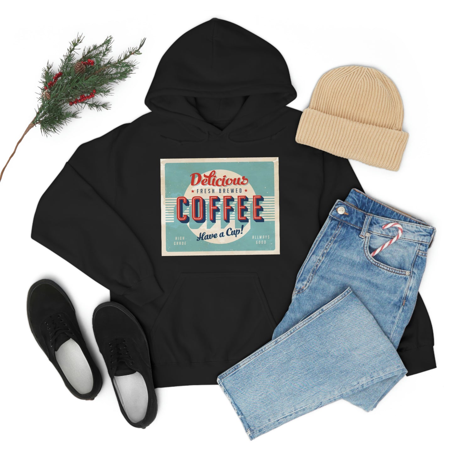 Unisex Heavy Blend™ Hooded Sweatshirt Vintage sign - Fresh Brewed Coffee