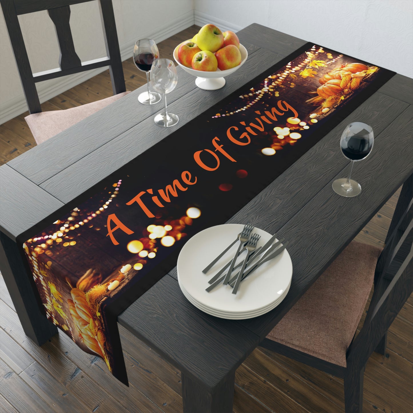 Table Runner (Cotton, Poly) Thanks Giving ~A Time For Giving~