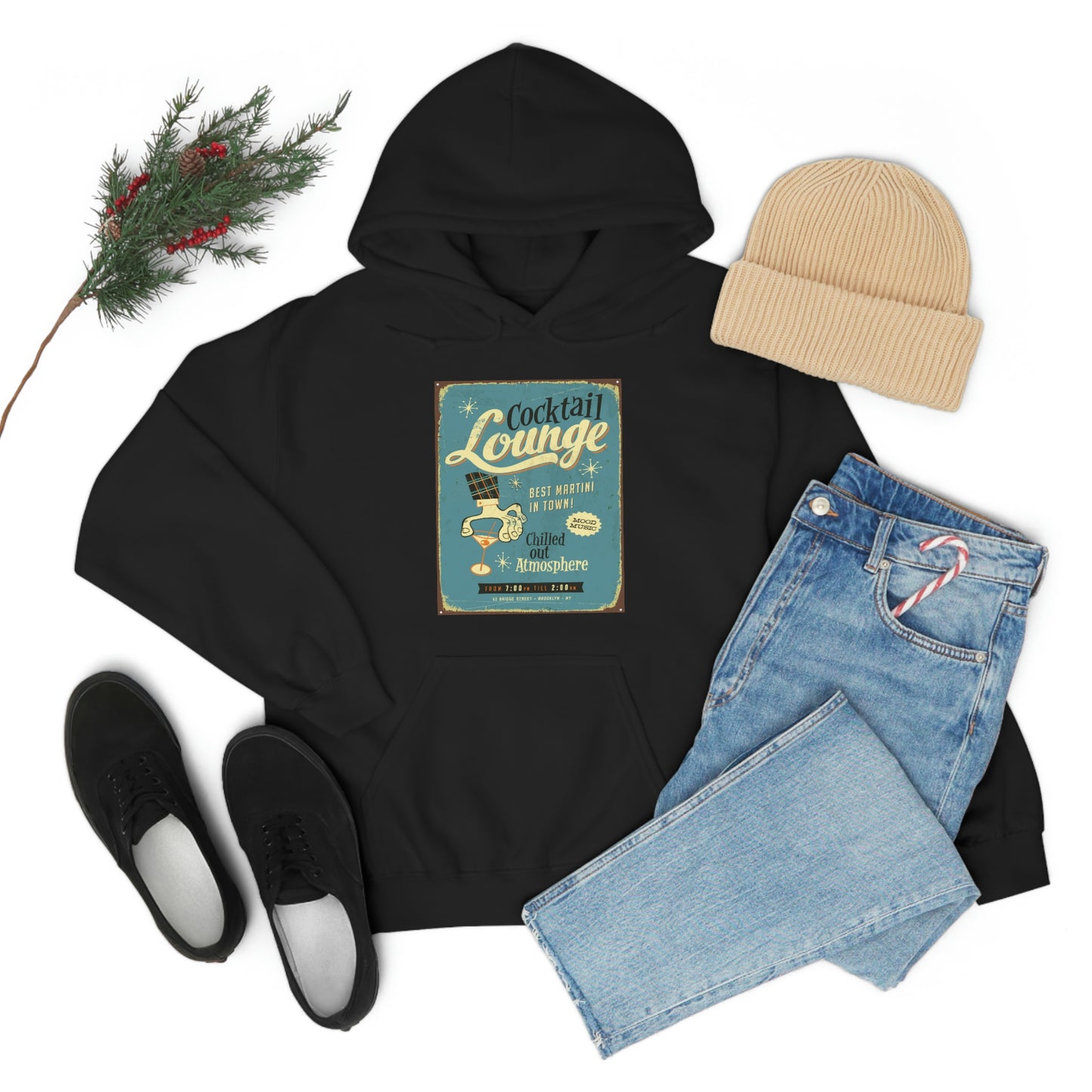 Unisex Heavy Blend™ Hooded Sweatshirt Vintage metal sign - Cocktail Lounge