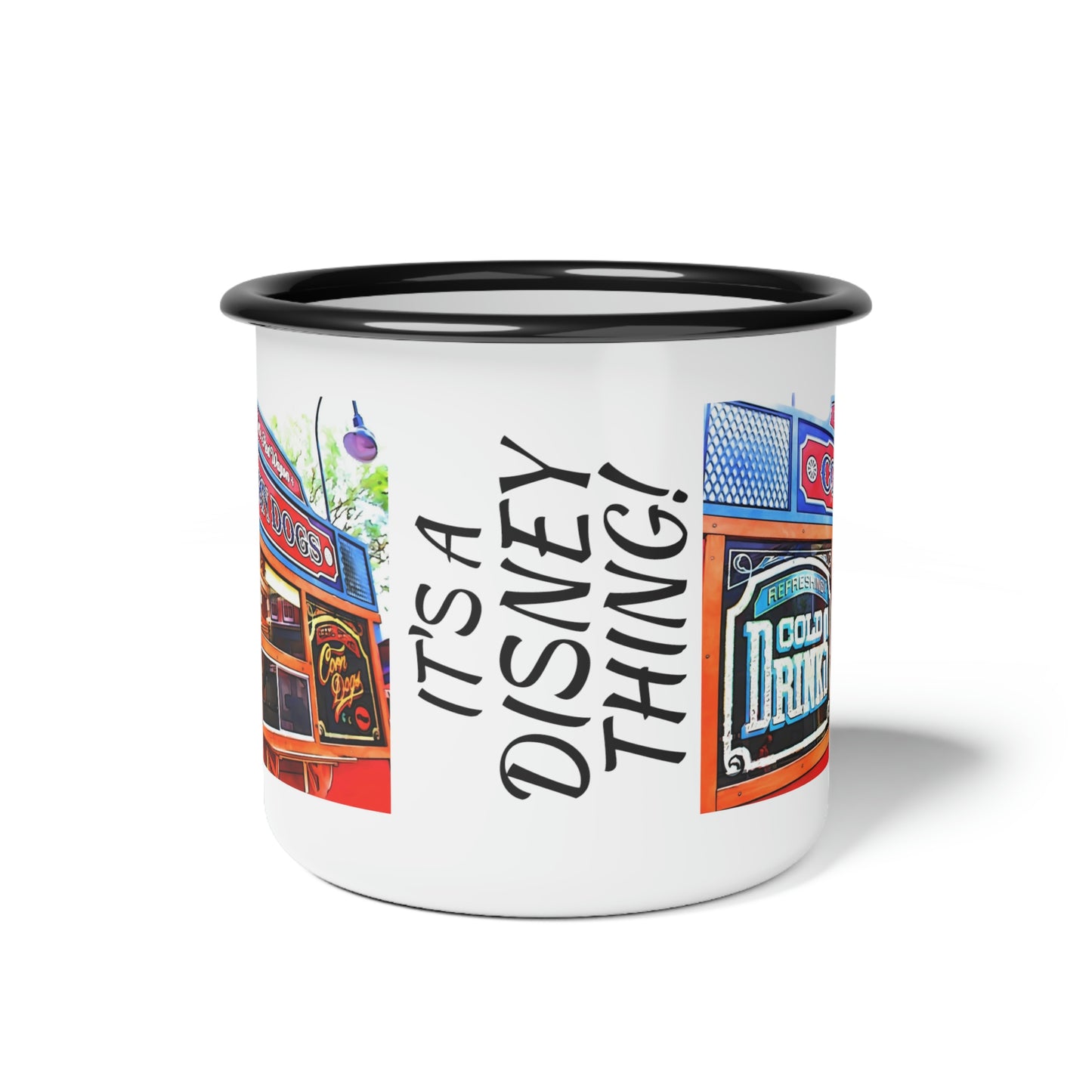 A Enamel Camp Cup Disneyland ~Little Red Wagon Corn Dogs~ It's A Disney Thing!