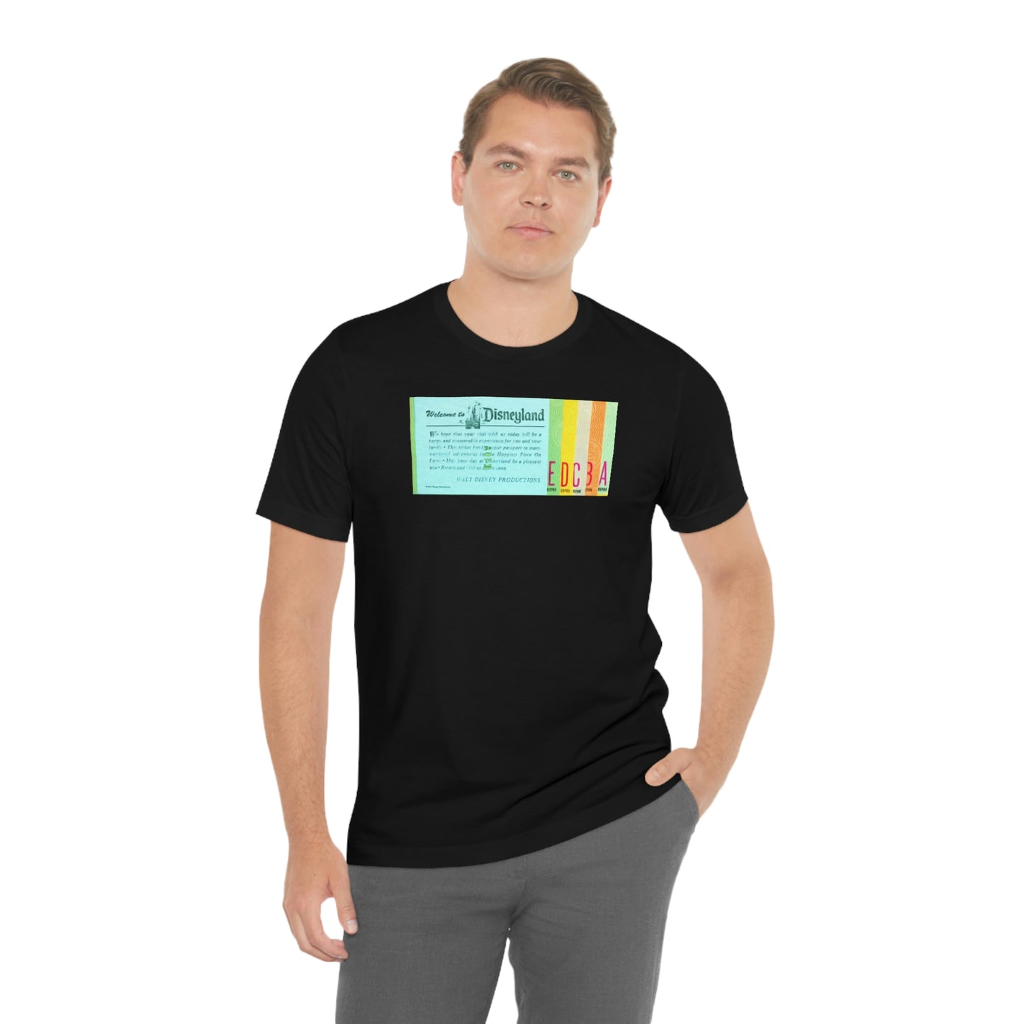 Unisex Jersey Short Sleeve Tee Disneyland vintage ticket stub - welcome