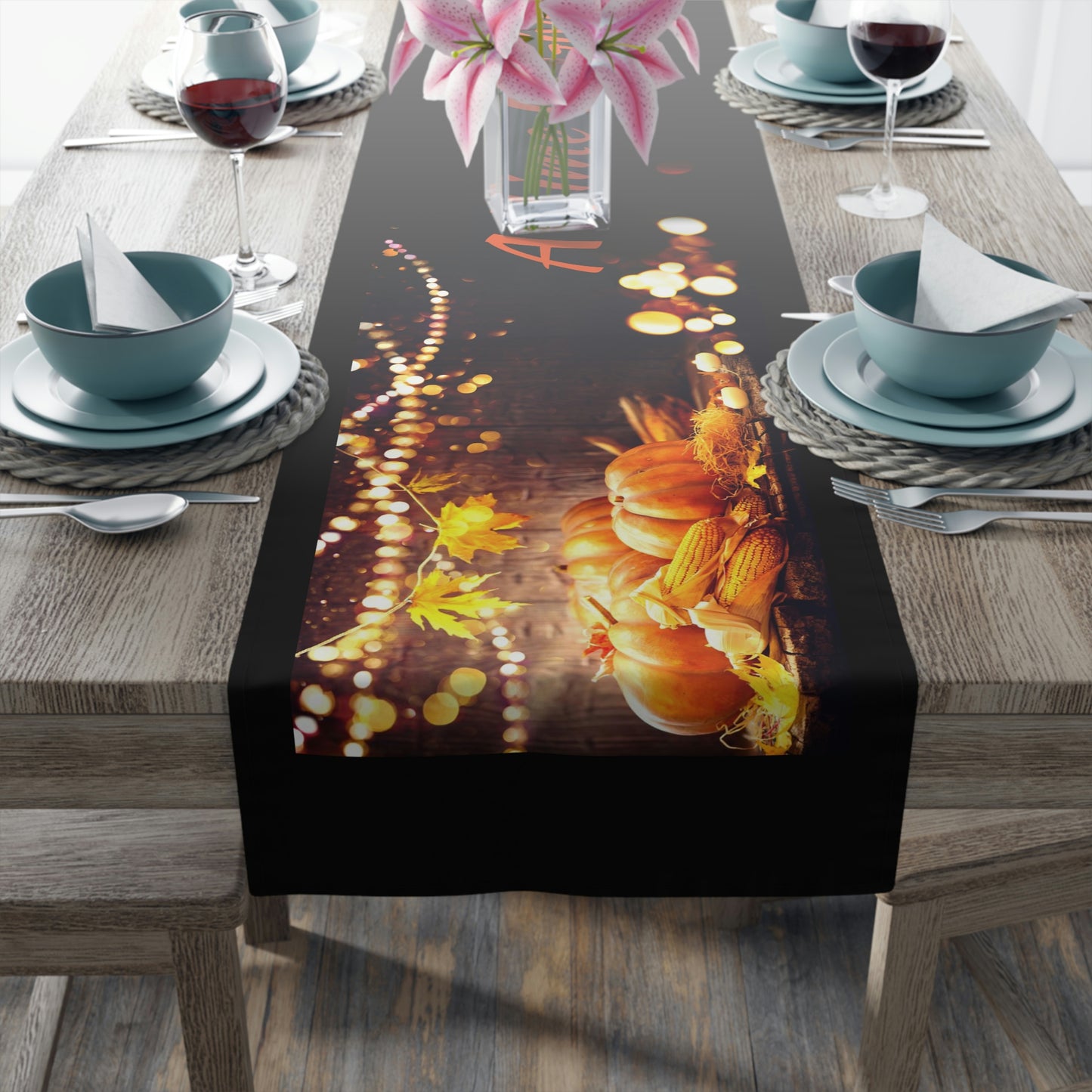 Table Runner (Cotton, Poly) Thanks Giving ~A Time For Giving~