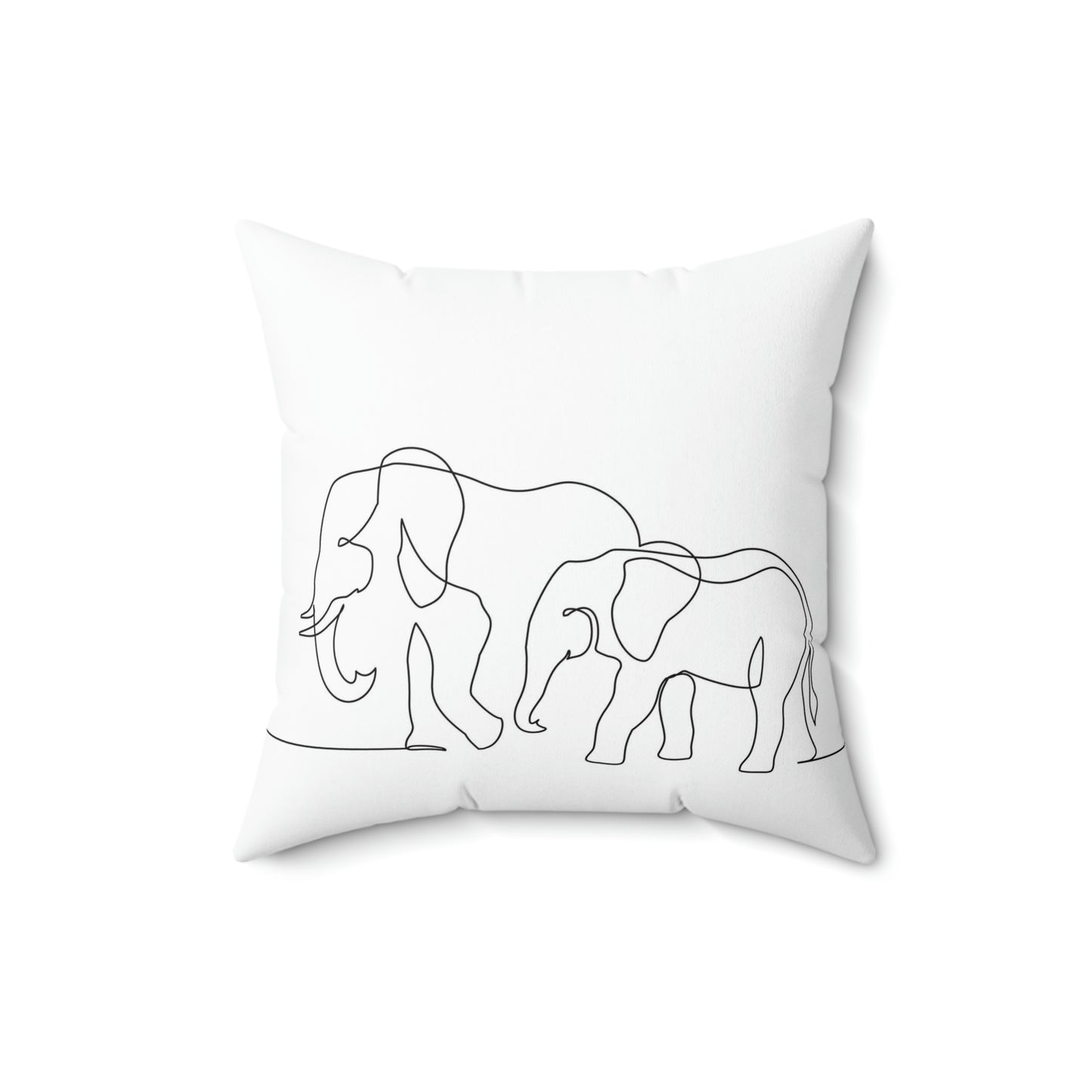 Spun Polyester Square Pillow Elephant with baby symbol one line drawing