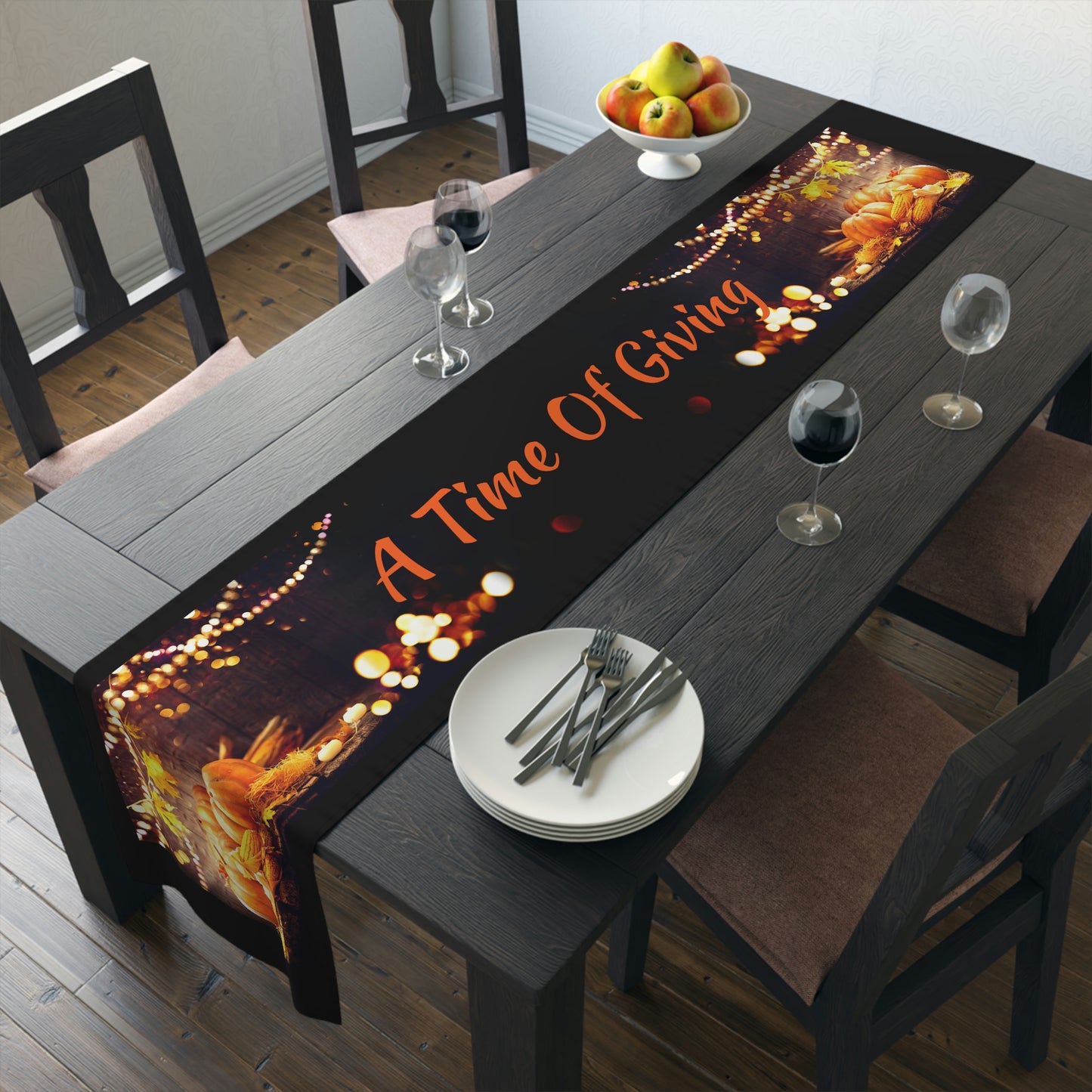 Table Runner (Cotton, Poly) Thanks Giving ~A Time For Giving~