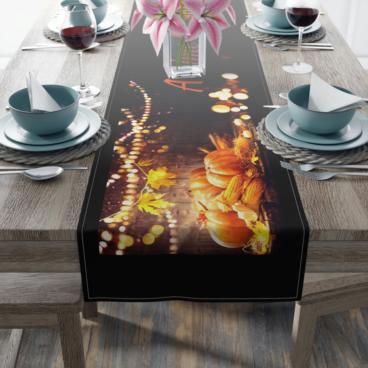 Table Runner (Cotton, Poly) Thanks Giving ~A Time For Giving~