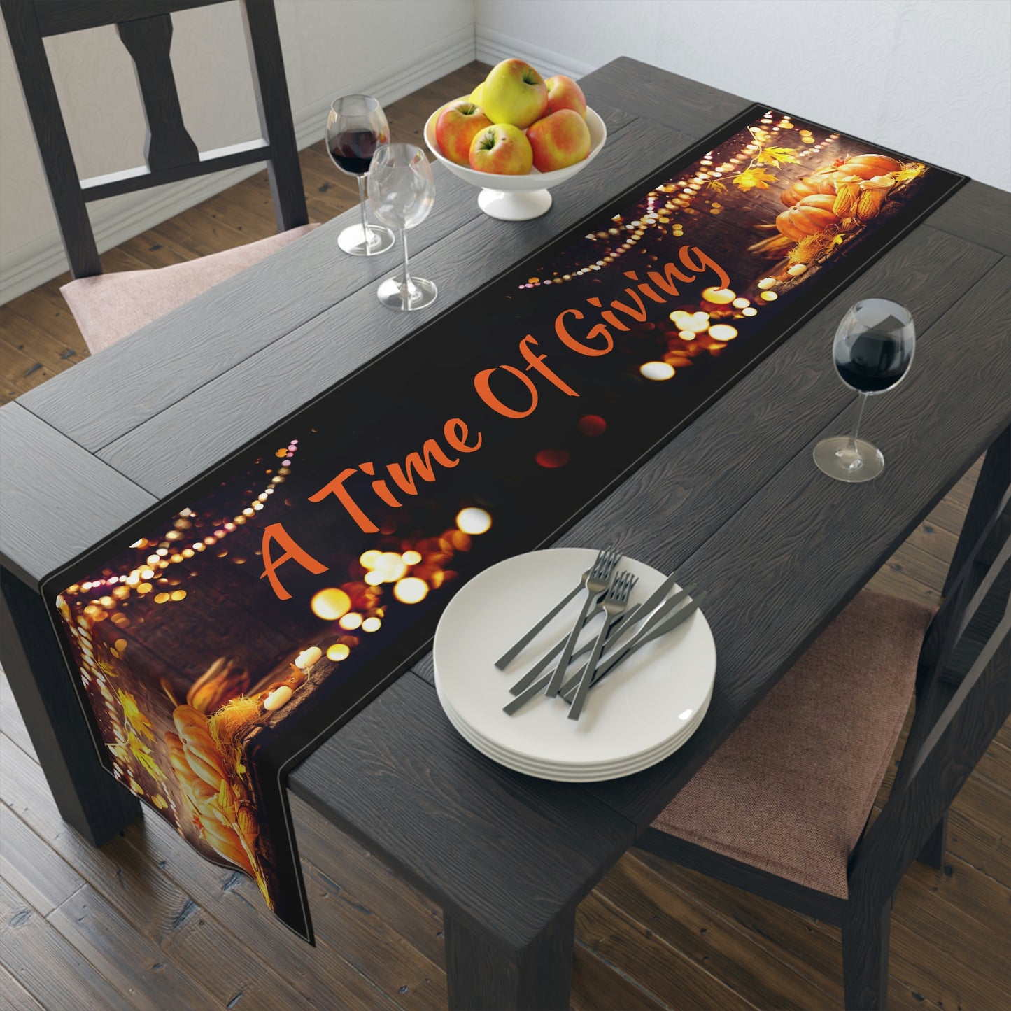 Table Runner (Cotton, Poly) Thanks Giving ~A Time For Giving~
