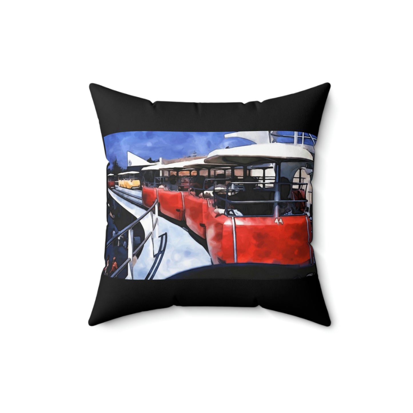 Spun Polyester Square Pillow Disneyland ~People Mover~ Ride