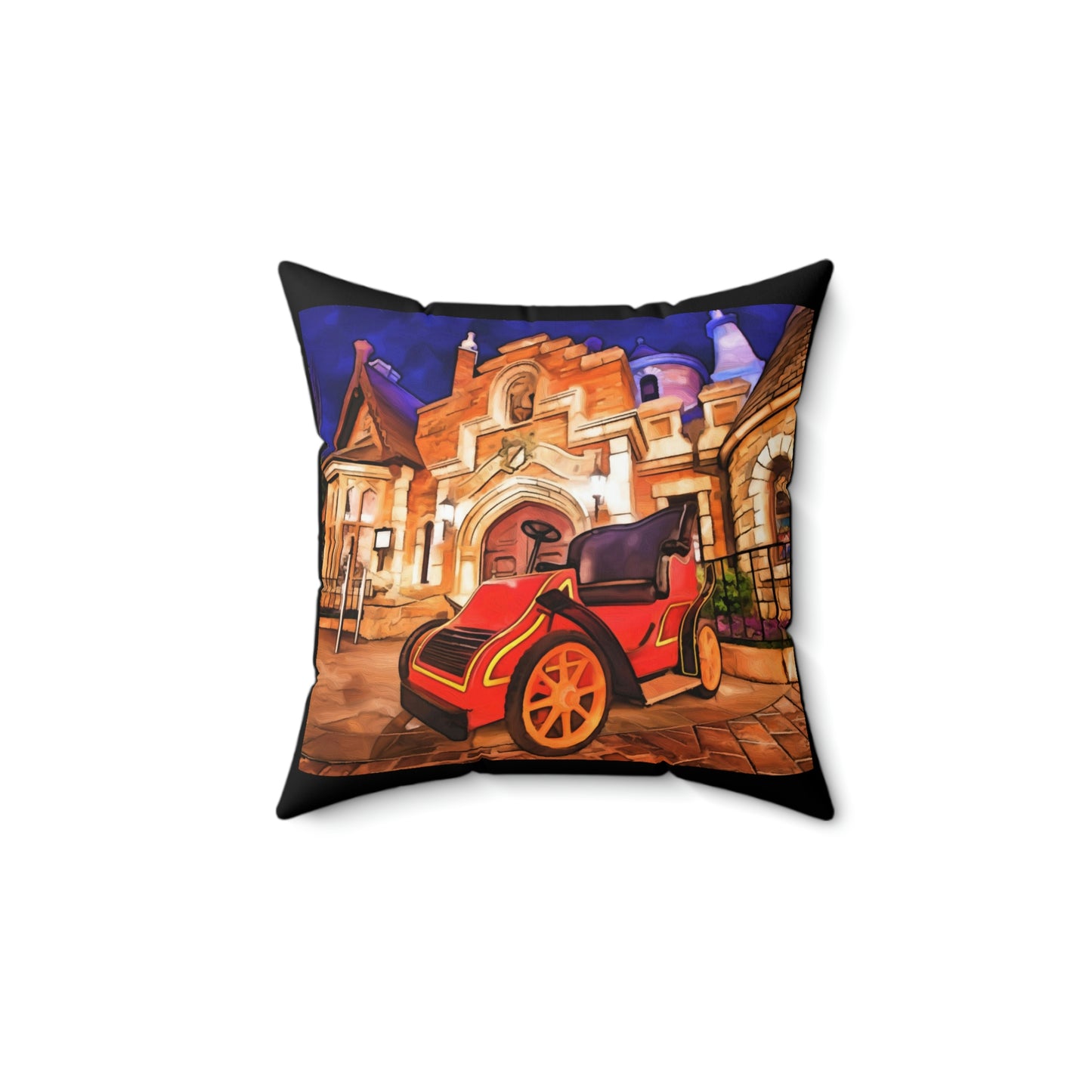 Spun Polyester Square Pillow Disneyland ~Mr. Toad Wild ~ Ride