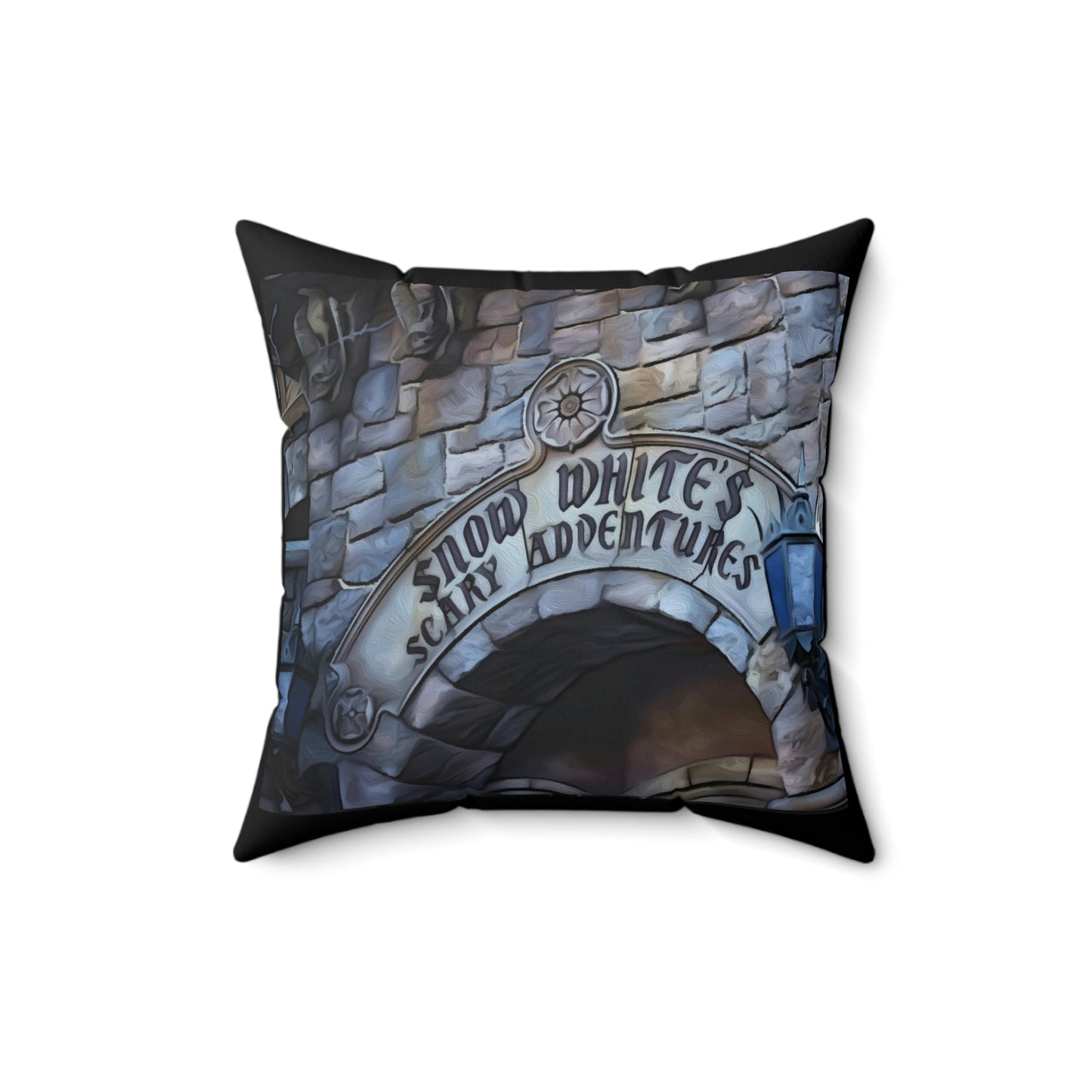 Spun Polyester Square Pillow Disneyland ~Snow White's Scary Adventures~ Ride