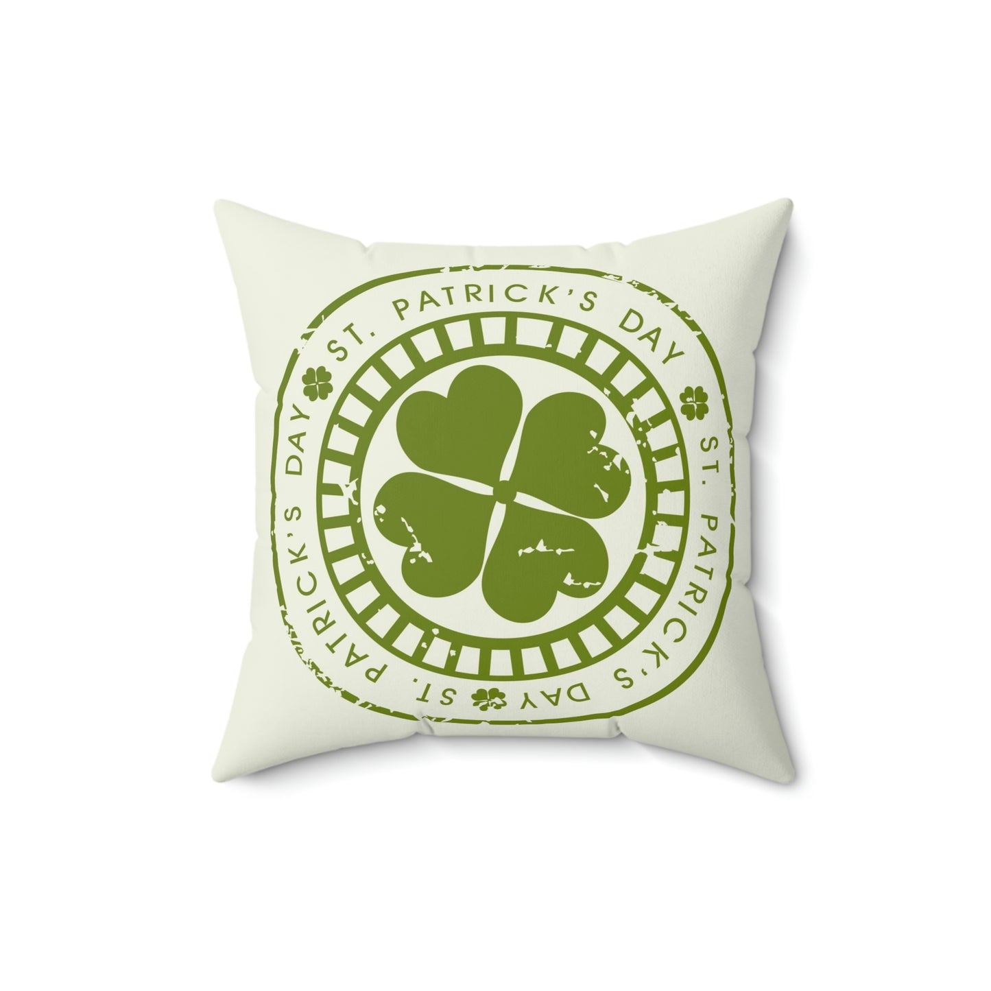 Spun Polyester Square Pillow St. Patrick's Day grungy rubber stamp