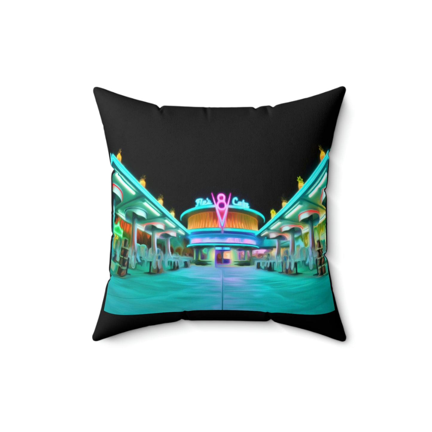 Spun Polyester Square Pillow Disneyland ~Flo's V8 ~ Radiator Springs