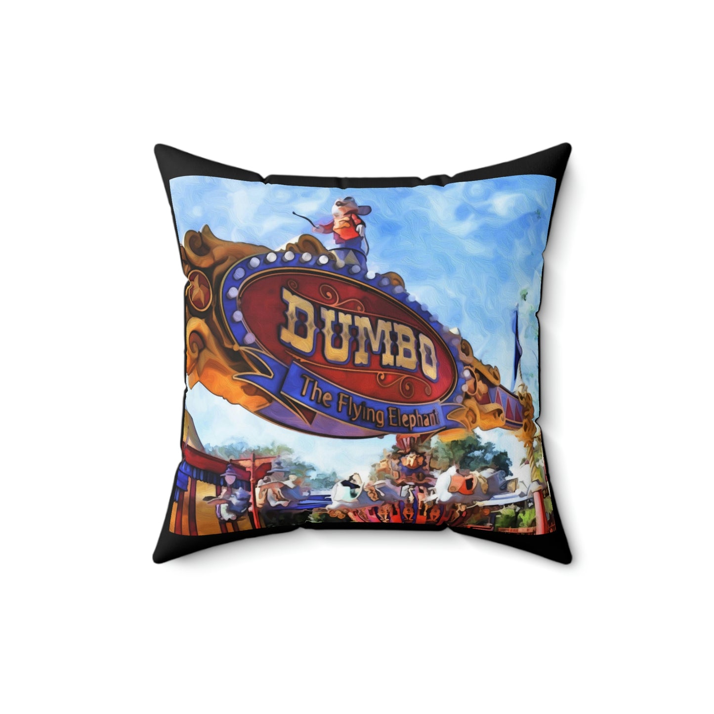 Spun Polyester Square Pillow Disneyland ~Dumbo The flying Elephant~ Ride