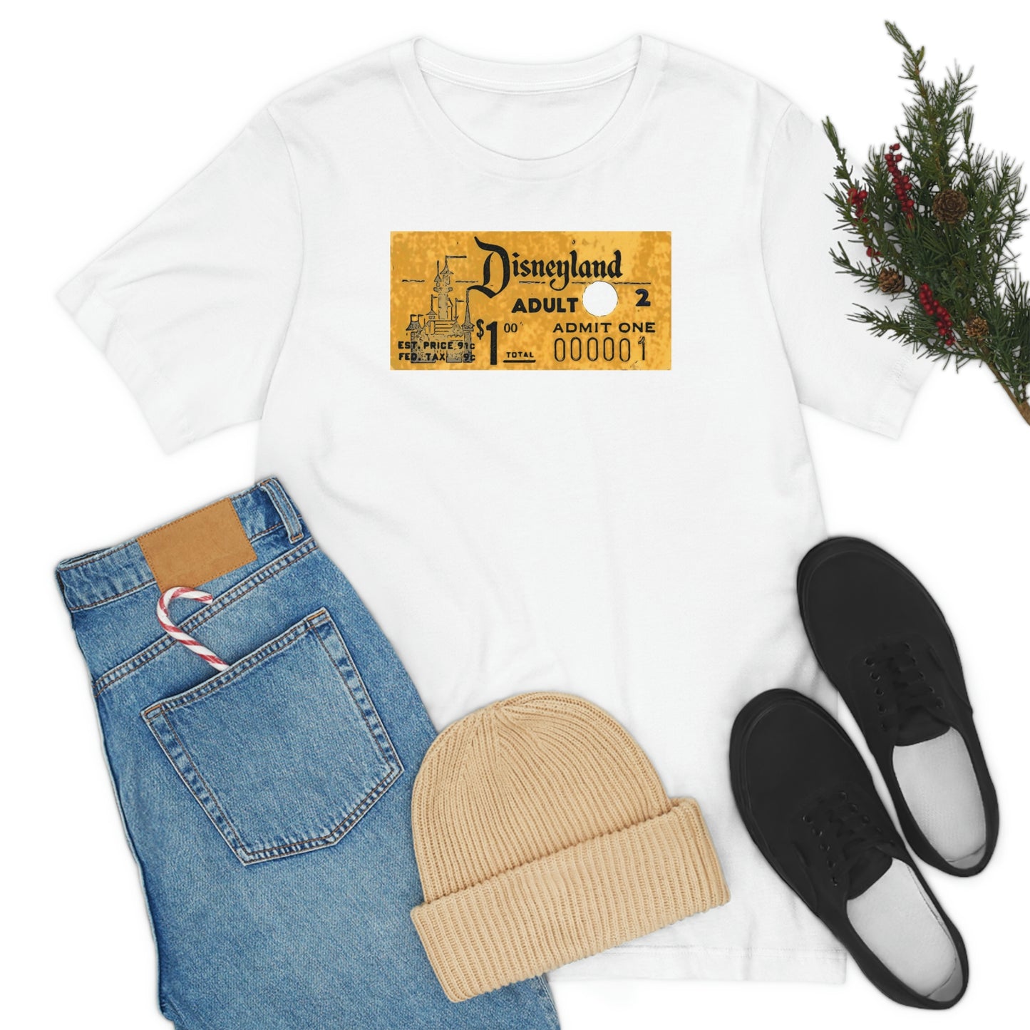 Unisex Jersey Short Sleeve Tee Disneyland vintage ticket stub - Adult