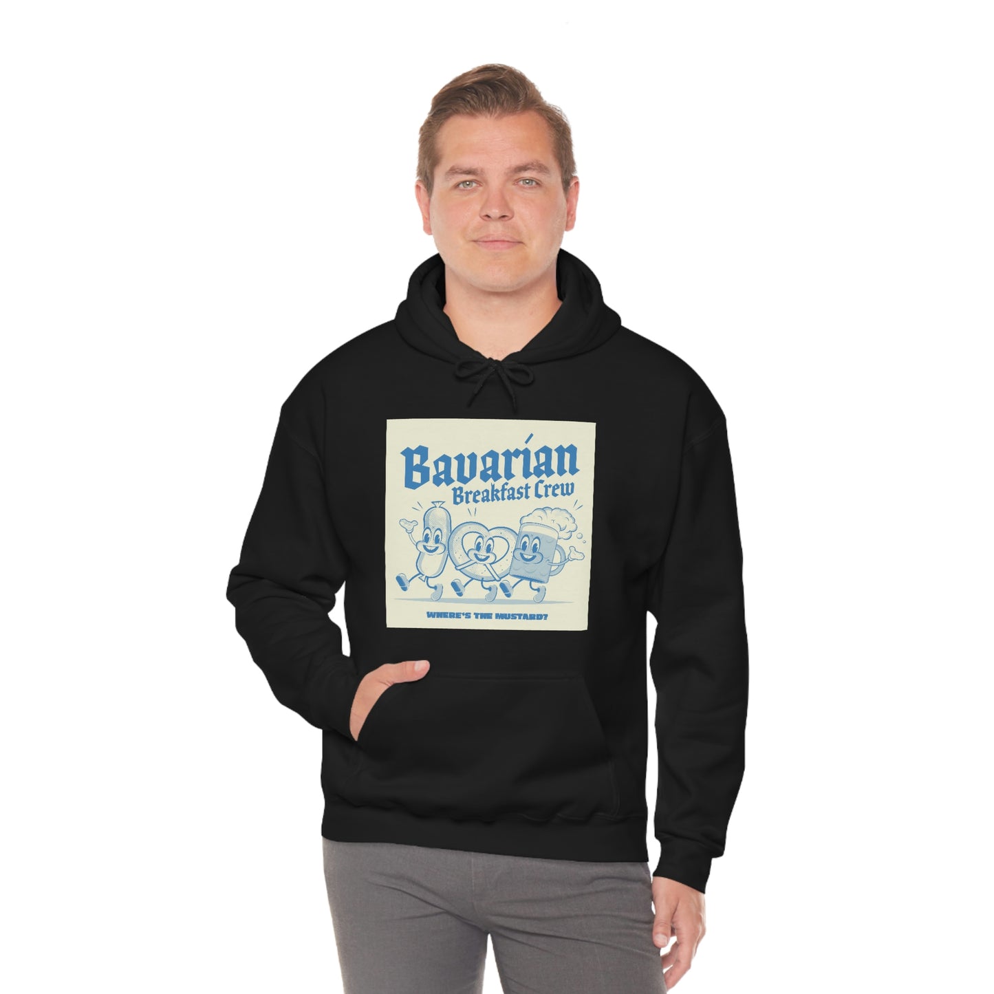 Unisex Heavy Blend™ Hooded Sweatshirt funny cartoon illustration of bavarian