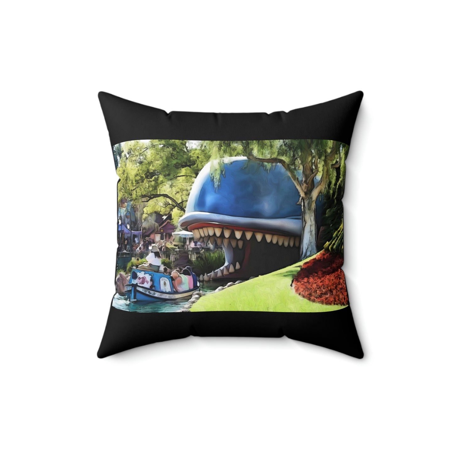 Spun Polyester Square Pillow Disneyland ~Storybook Land