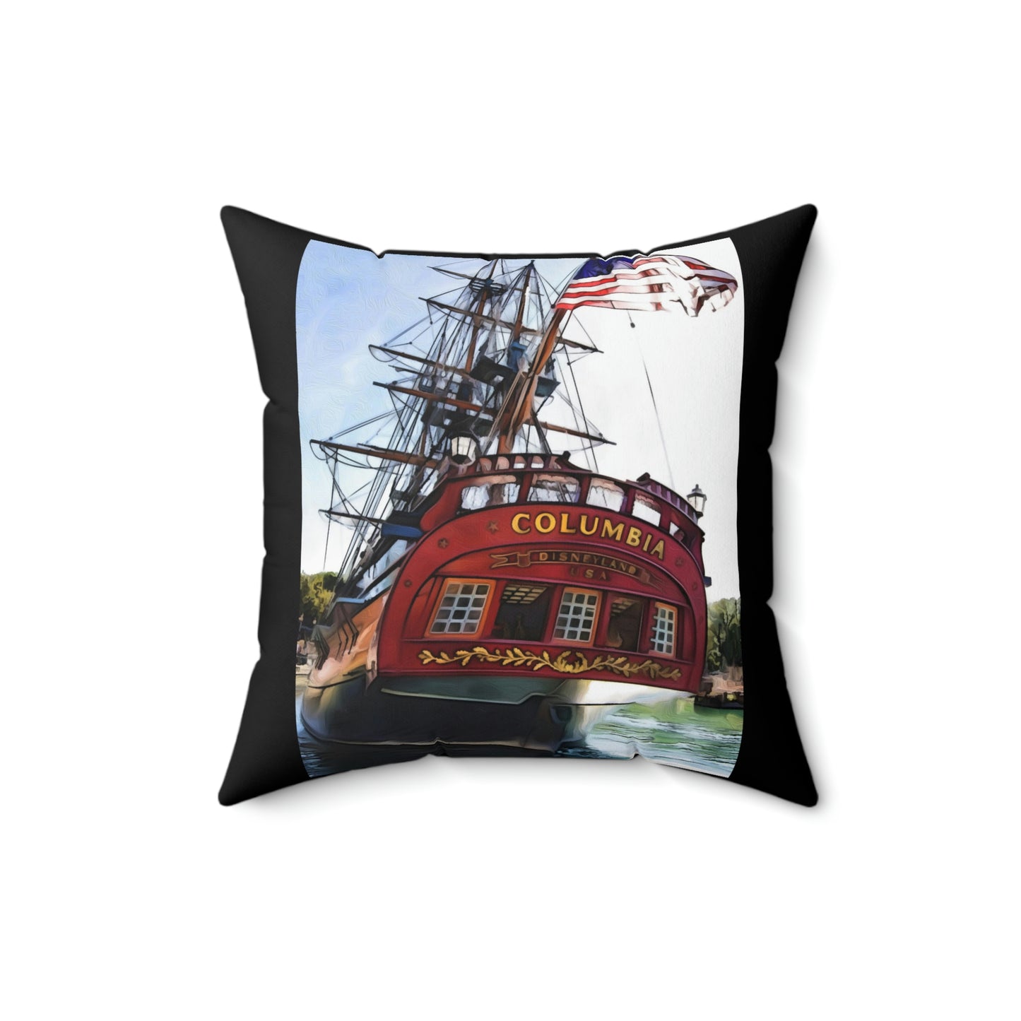 Spun Polyester Square Pillow Disneyland ~Sailing Ship Colombia~ Ride