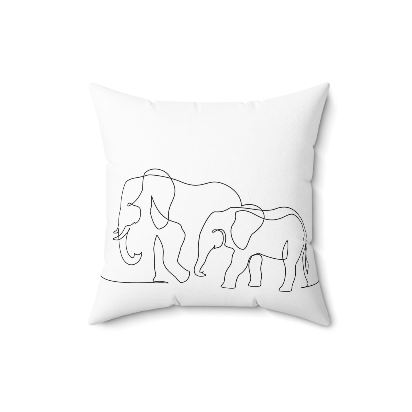 Spun Polyester Square Pillow Elephant with baby symbol one line drawing