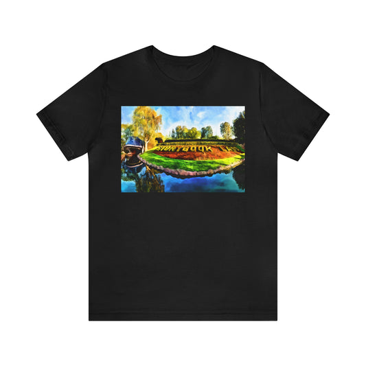 Unisex Jersey Short Sleeve Tee Painting of Disneyland STORY BOOK LAND