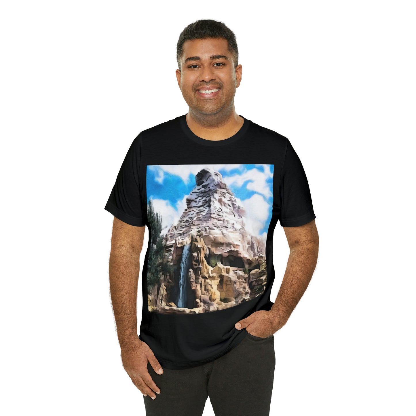 Unisex Jersey Short Sleeve Tee Painting of Disneyland MATTERHORN MOUNTAIN