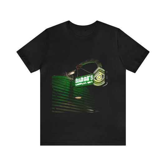 Unisex Jersey Short Sleeve Tee Painting of Disneyland Surge's Surplus Hut DCA