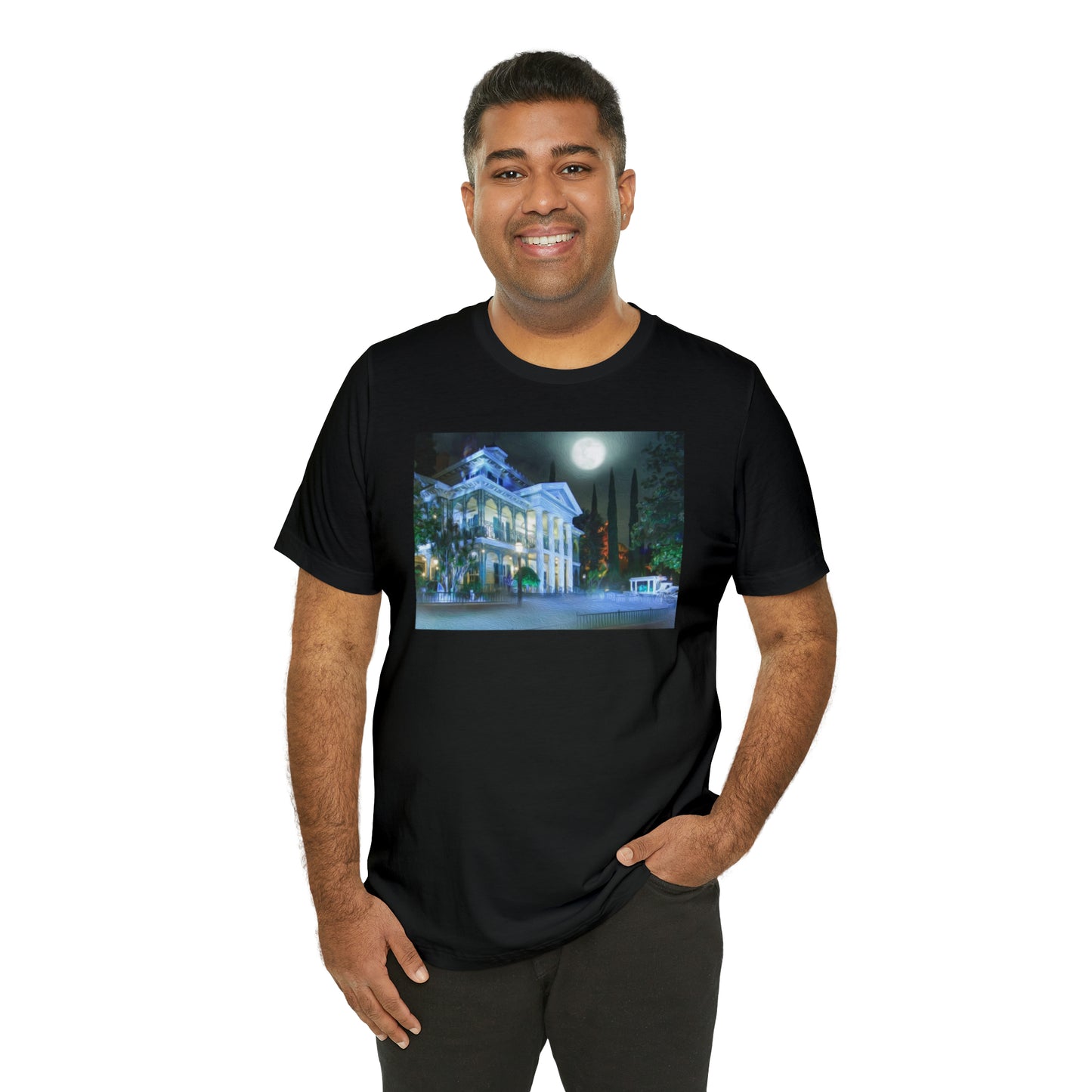 Unisex Jersey Short Sleeve Tee Painting of Disneyland the HAUNTED MANSION