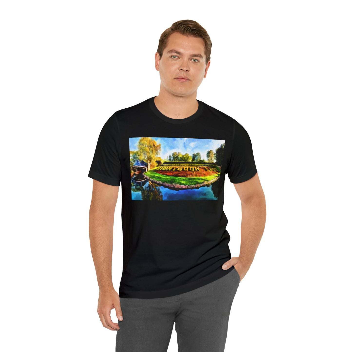 Unisex Jersey Short Sleeve Tee Painting of Disneyland STORY BOOK LAND