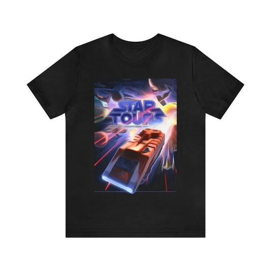 Unisex Jersey Short Sleeve Tee Painting of Disneyland STAR TOURS Poster