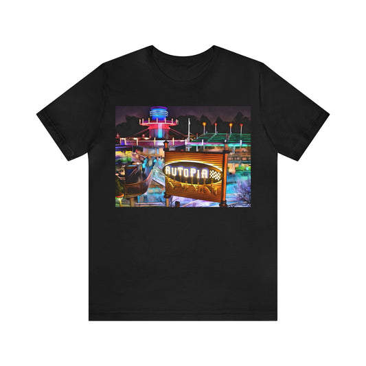 Unisex Jersey Short Sleeve Tee Painting of Disneyland  AUTOPIA
