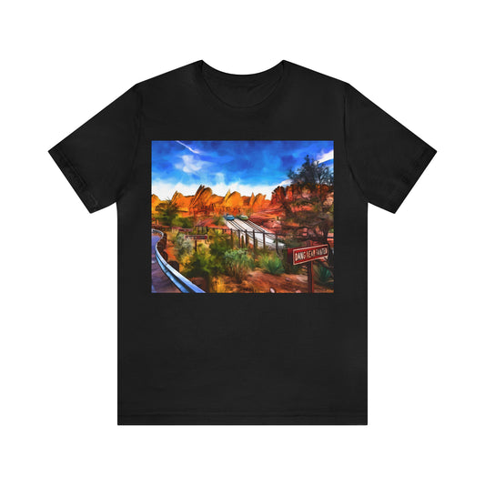 Unisex Jersey Short Sleeve Tee Painting of Disneyland RADIATOR SPRINGS RACERS