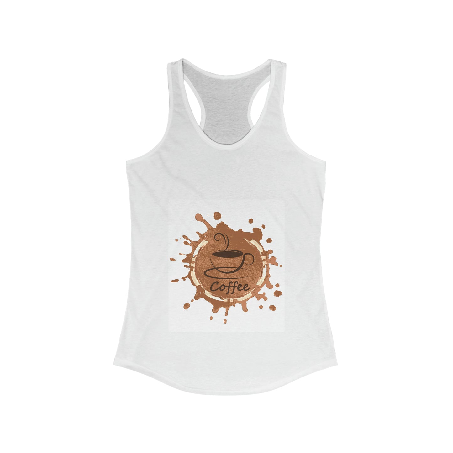 Women's Ideal Racerback Tank coffee design over background