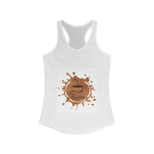 Women's Ideal Racerback Tank coffee design over background