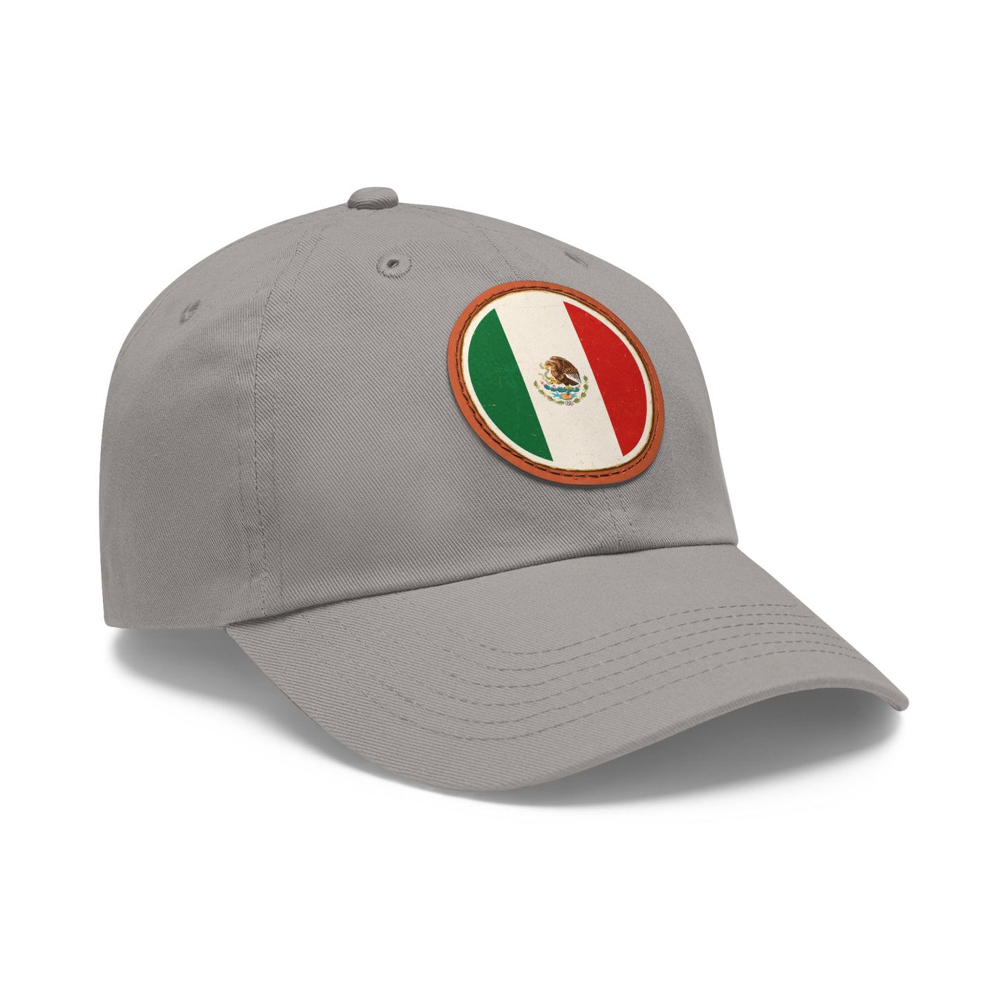Dad Hat with Leather Patch (Round)Vintage Metal Sign - Round Mexico Flag