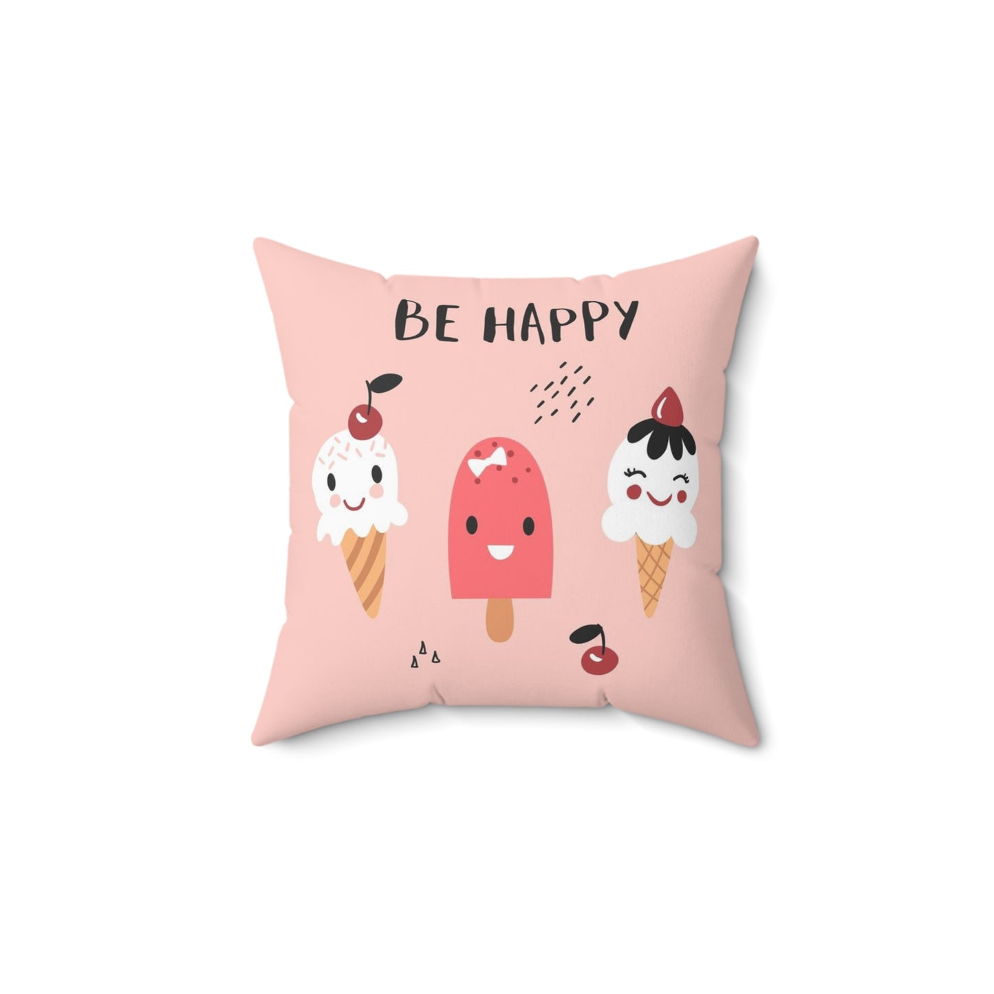 Spun Polyester Square Pillow Cute kids pattern with ice creams