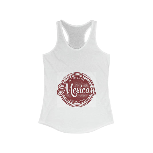 Women's Ideal Racerback Tank Authentic Mexican Food Menu Stamp