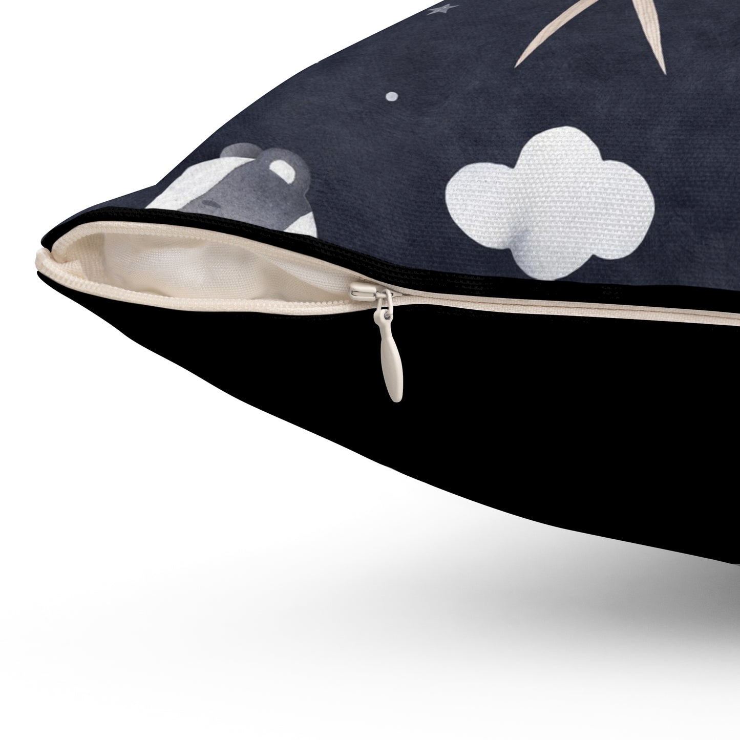 Spun Polyester Square Pillow A cute badger has an adventurous dream.