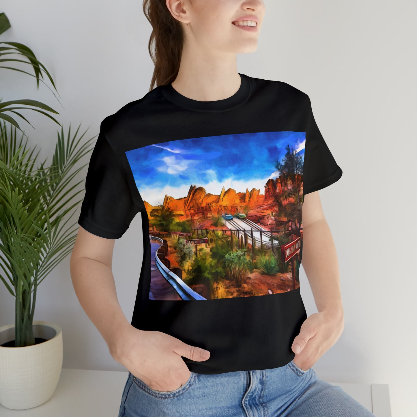Unisex Jersey Short Sleeve Tee Painting of Disneyland RADIATOR SPRINGS RACERS