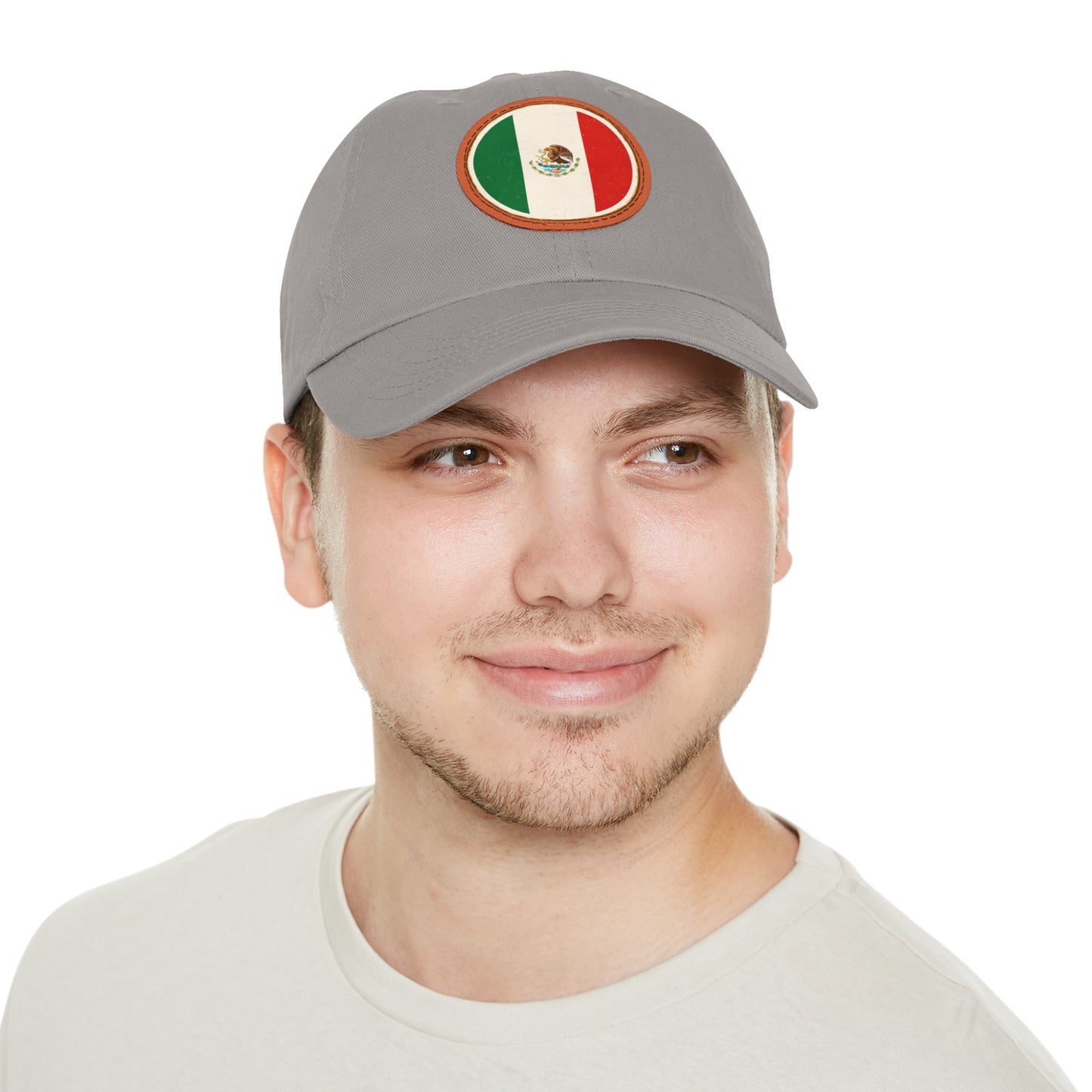 Dad Hat with Leather Patch (Round)Vintage Metal Sign - Round Mexico Flag