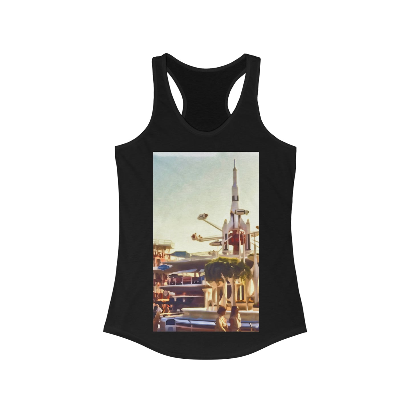 Women's Ideal Racerback Tank Disneyland Resort Rocket Jets Ride Retro