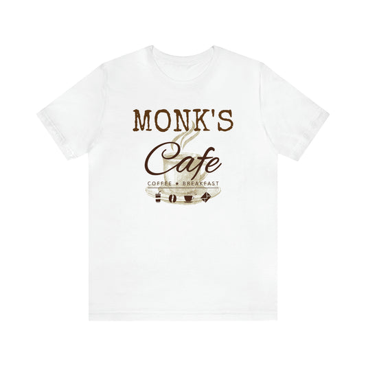 Unisex Jersey Short Sleeve Tee Seinfeld TV Show "Monk's Cafe"