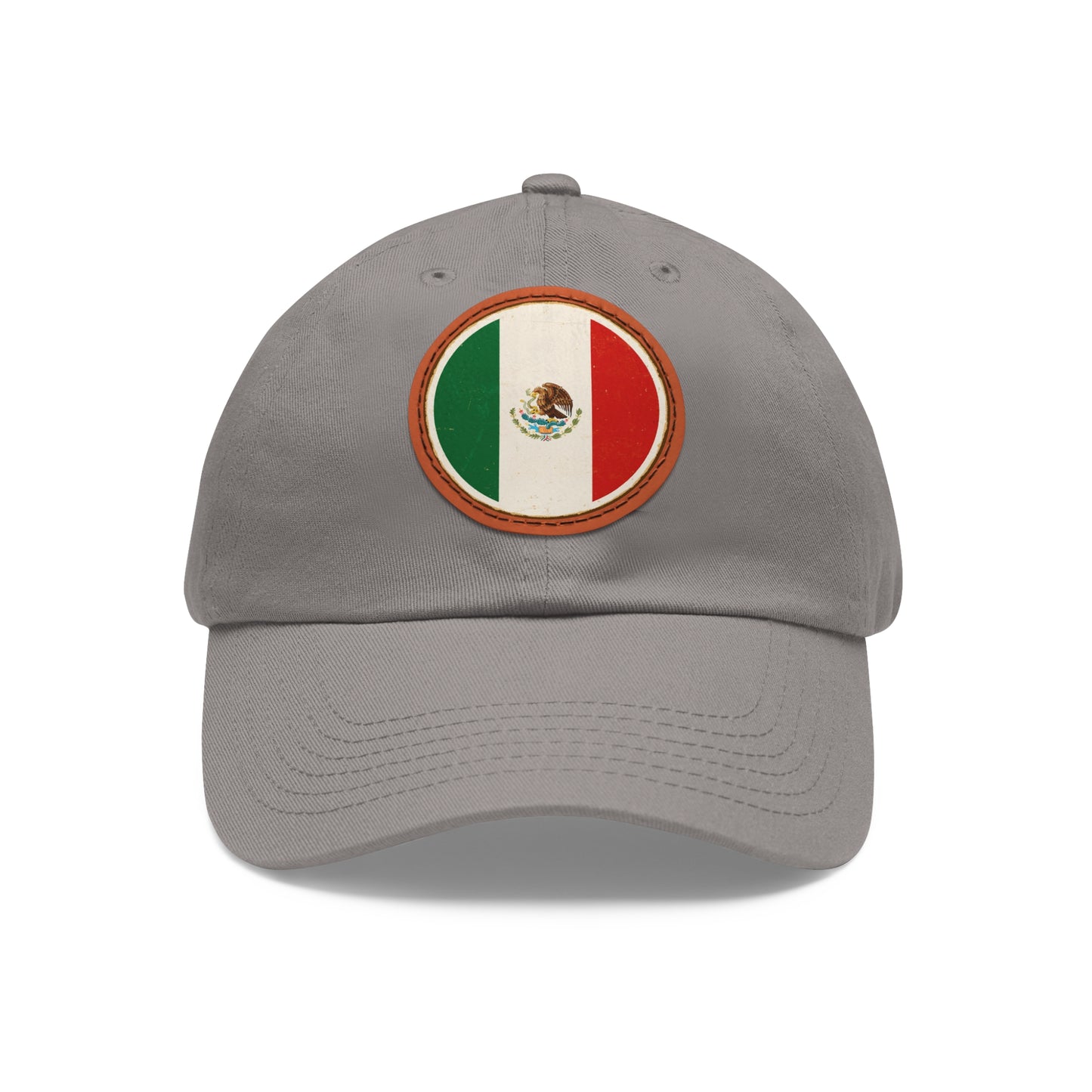 Dad Hat with Leather Patch (Round)Vintage Metal Sign - Round Mexico Flag