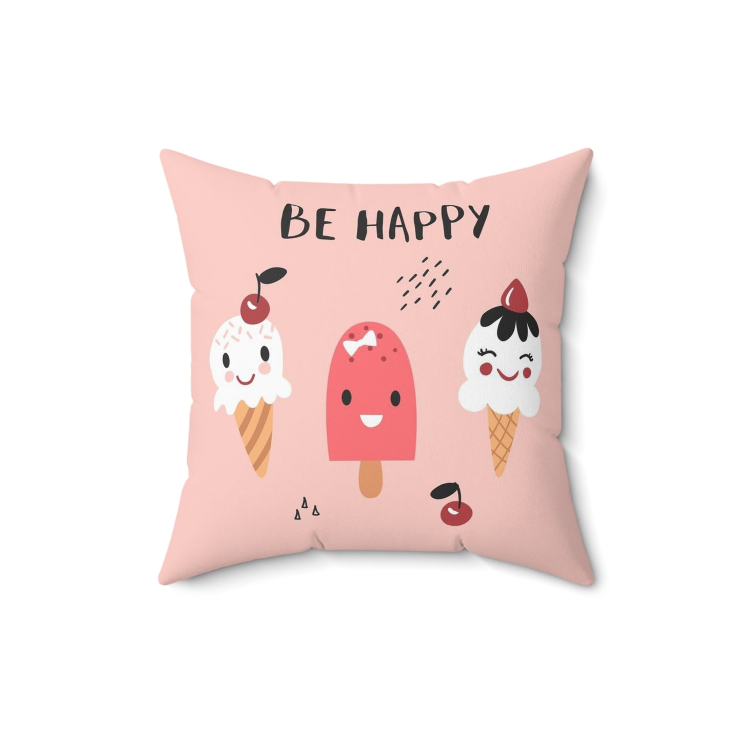 Spun Polyester Square Pillow Cute kids pattern with ice creams