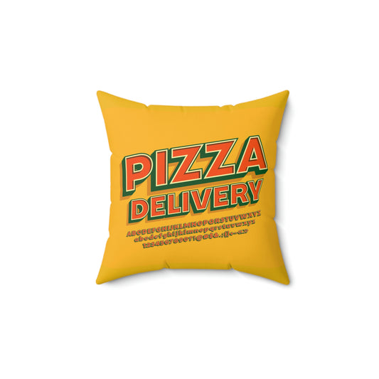 Spun Polyester Square Pillow Pizza Delivery