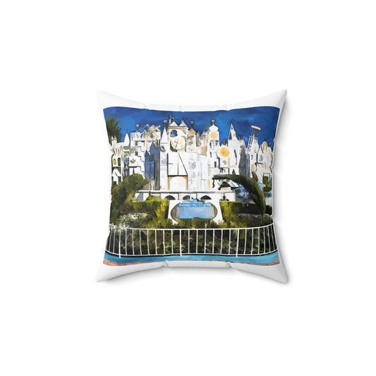 Spun Polyester Square Pillow Disneyland ~It's The small World~ Ride
