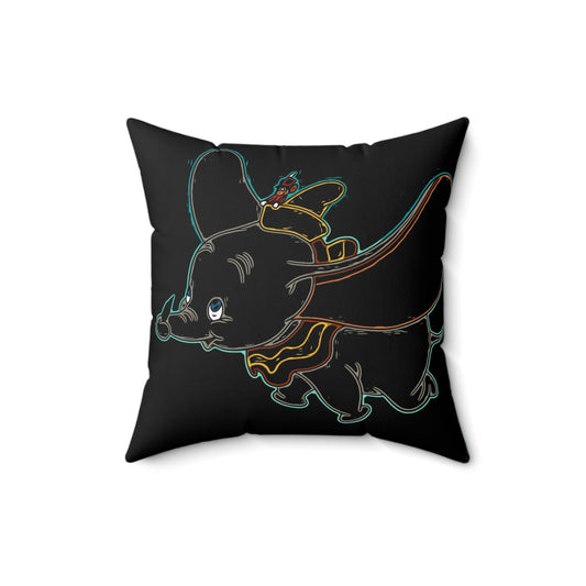 Spun Polyester Square Pillow Disney Dumbo Flying
